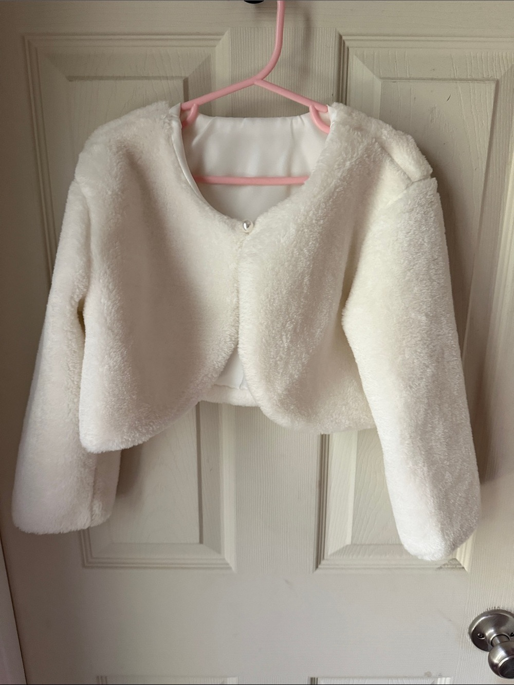 Source Unknown White Faux Fur Bolero for Little Girls